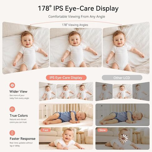 Simyke 720P WiFi Video Baby Monitor,WiFi On/Off Switch,3.5" LCD & App Viewing,2-Way Audio,Night Vision,VOX,5 Lullabies,1500ft Range, Home Use in Kuwait