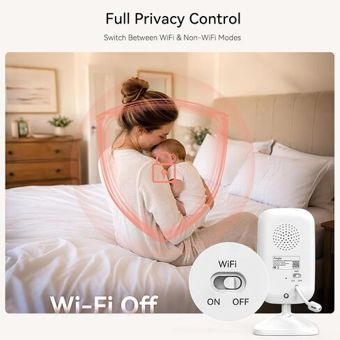 Simyke 720P WiFi Video Baby Monitor,WiFi On/Off Switch,3.5" LCD & App Viewing,2-Way Audio,Night Vision,VOX,5 Lullabies,1500ft Range, Home Use in Kuwait