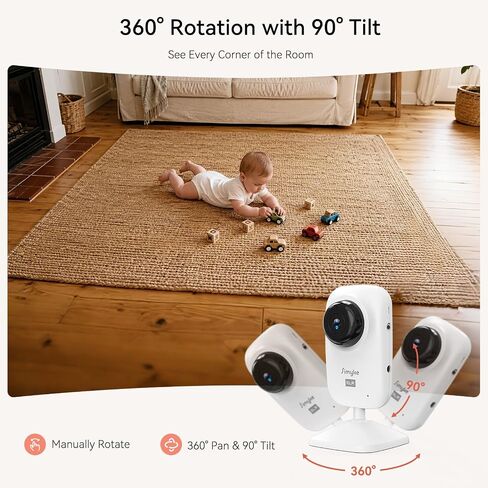 Simyke 720P WiFi Video Baby Monitor,WiFi On/Off Switch,3.5" LCD & App Viewing,2-Way Audio,Night Vision,VOX,5 Lullabies,1500ft Range, Home Use in Kuwait