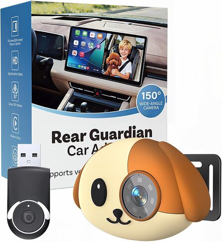 Wireless CarPlay Baby Car Camera Night Vision Split Screen 1080P HD Puppy | Display Baby View on the Original Car Screen, Plug and Play Adapter, Rear Seat Monitor, Cabin Care for Factory Wired CarPlay in Kuwait