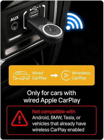 Wireless CarPlay Baby Car Camera Night Vision Split Screen 1080P HD Puppy | Display Baby View on the Original Car Screen, Plug and Play Adapter, Rear Seat Monitor, Cabin Care for Factory Wired CarPlay in Kuwait
