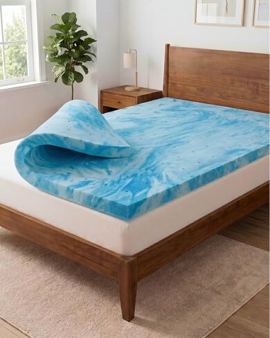 3 Inch Queen Memory Foam Mattress Topper - Cooling Gel Mattress Pad | Cooling Gel Infused Bed Topper, Soft Ventilated Mattress Pad for Pressure Relief & Pain-Free Sleep, CertiPUR-US & Oeko-TEX in Kuwait