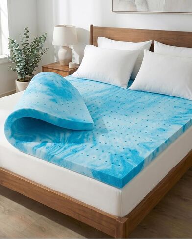 3 Inch Queen Memory Foam Mattress Topper - Cooling Gel Mattress Pad | Cooling Gel Infused Bed Topper, Soft Ventilated Mattress Pad for Pressure Relief & Pain-Free Sleep, CertiPUR-US & Oeko-TEX in Kuwait