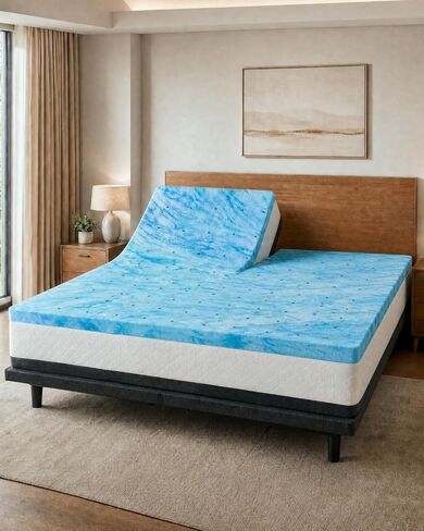 3 Inch Queen Memory Foam Mattress Topper - Cooling Gel Mattress Pad | Cooling Gel Infused Bed Topper, Soft Ventilated Mattress Pad for Pressure Relief & Pain-Free Sleep, CertiPUR-US & Oeko-TEX in Kuwait