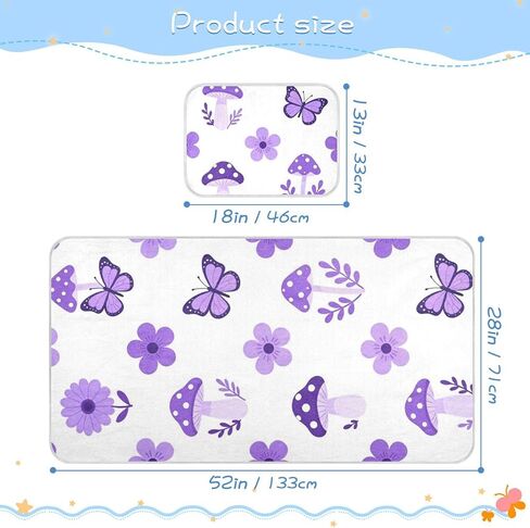 Cute Purple Mushroom Flowers Cooling Baby Fitted Mattress 28" x 52" Ultra Soft Bed Pads for Adults for Baby&Toddler in Kuwait