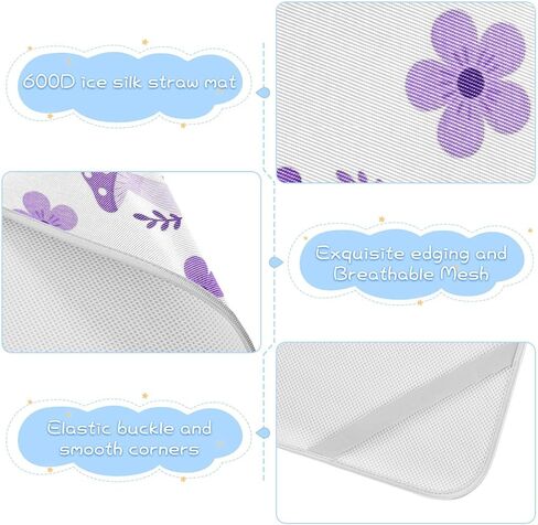 Cute Purple Mushroom Flowers Cooling Baby Fitted Mattress 28" x 52" Ultra Soft Bed Pads for Adults for Baby&Toddler in Kuwait