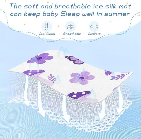 Cute Purple Mushroom Flowers Cooling Baby Fitted Mattress 28" x 52" Ultra Soft Bed Pads for Adults for Baby&Toddler in Kuwait