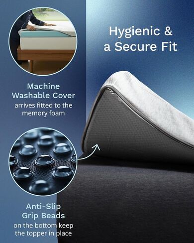ViscoSoft Dusk 2-Inch Memory Foam Mattress Topper - Twin XL Mattress Topper, Washable Cover, Cooling & Back Pain Relief, CertiPUR-US Performance Tested and Certified Foam in Kuwait