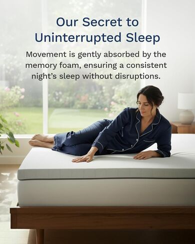 ViscoSoft Dusk 2-Inch Memory Foam Mattress Topper - Twin XL Mattress Topper, Washable Cover, Cooling & Back Pain Relief, CertiPUR-US Performance Tested and Certified Foam in Kuwait