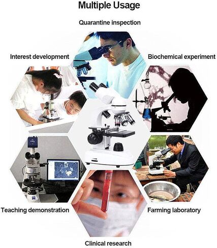 12000x/18000x/30000x Laboratory Binocular Compound Microscope, Professional HD Biological Microscope for Adult Students, for Laboratory, Science Research,12000X in Kuwait