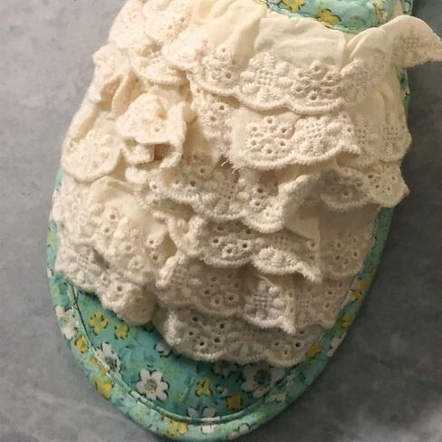 Premium Comfort All Seasons Cotton Lace Ruffled Women's House Slippers Indoor Soft Home Slip On Shoes Cushion Sole in Kuwait