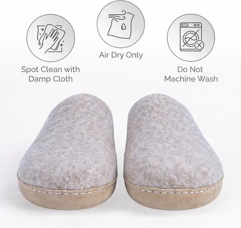 Wool Slippers for Women & Men – Handmade Felted Wool Indoor House Shoes with Genuine Leather Sole, Closed Back Slip-On, Warm Breathable Felt Slippers for Cold Floors in Kuwait