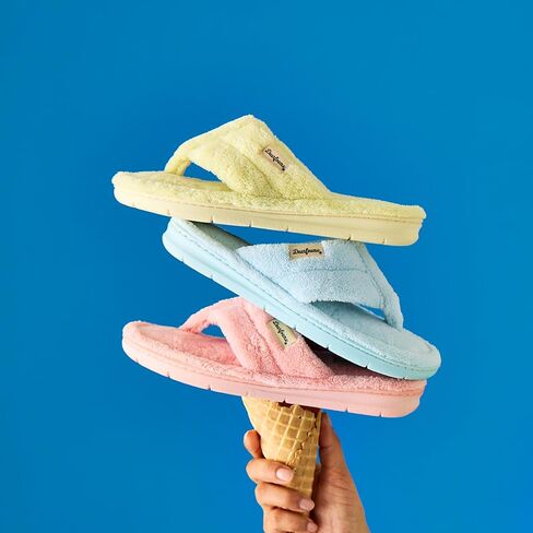 Dearfoams Women'sWrenley Terry Thong, CORAL CREAM, S in Kuwait