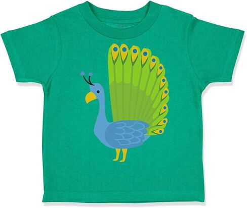 Toddler T-Shirt Zoo Peacock Spread Tail Zoo Funny Cotton Colorful Peacock Boy & Girl Clothes Zoo Baby Funny Tee Kelly Green Design Only 4T in Kuwait