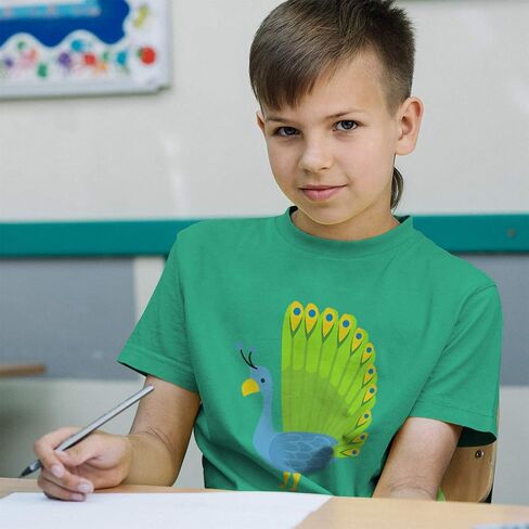 Toddler T-Shirt Zoo Peacock Spread Tail Zoo Funny Cotton Colorful Peacock Boy & Girl Clothes Zoo Baby Funny Tee Kelly Green Design Only 4T in Kuwait