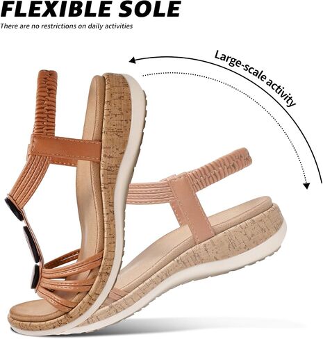 Littleplum Women Flats Sandals Arch Support Open-Toe Casual Summer Low Wedge Shoes for Daily Beach Walking Dressy Comfy Summer Sandals in Kuwait