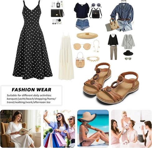 Littleplum Women Flats Sandals Arch Support Open-Toe Casual Summer Low Wedge Shoes for Daily Beach Walking Dressy Comfy Summer Sandals in Kuwait