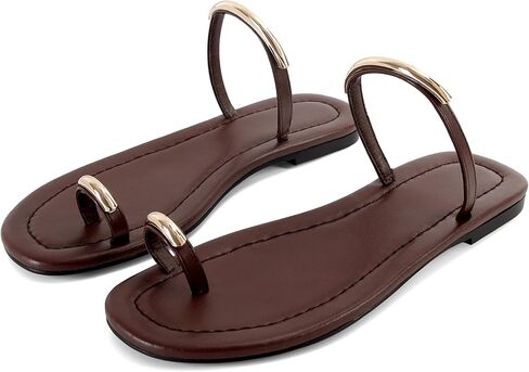 SOVANYOU Women's Toe Ring Thong Sandals Slip On Flat Flip Flops Open-Toe Slide Summer Sandals for Casual Beach & Dressy Outfits in Kuwait