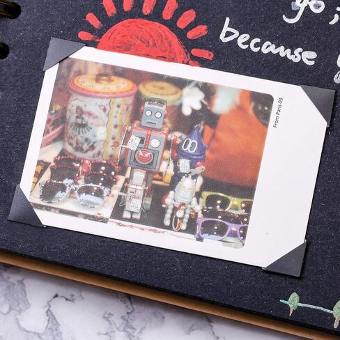 Bememo 2040 Pieces Self-Adhesive Photo Corners Stickers Acid Free Photo Mounting Corners for DIY Scrapbook, Album, Memory Books, Journal, Diary (Black and Transparent) in Kuwait