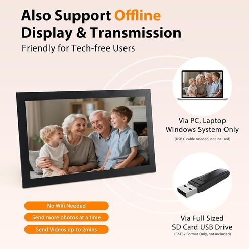 Frameo Digital Picture Frame, 15.6 inch Large Digital Photo Frame WiFi, 1920 * 1080 FHD Touch Screen 32GB Storage、Auto-Rotate、Wall Mountable、Easily Share Photos and Videos, Birthday, Wedding, for Mom in Kuwait