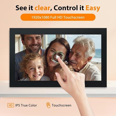 Frameo Digital Picture Frame, 15.6 inch Large Digital Photo Frame WiFi, 1920 * 1080 FHD Touch Screen 32GB Storage、Auto-Rotate、Wall Mountable、Easily Share Photos and Videos, Birthday, Wedding, for Mom in Kuwait