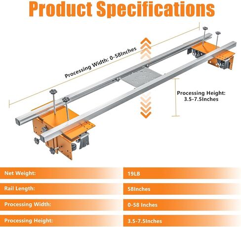 Upgrade 58 Inches Router Sled for Flattening Slabs, 3 Axis Adjustable High-precision Slab Flattening Router Sled, Sturdy Router Jig for Woodworking, Home Improvement Project, Home DIY in Kuwait