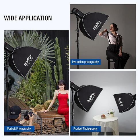 Godox Rectangular Softbox, 60cm*90cm/ 23.6in*35.4in with Grid Diffuser Fast-Setup Bowens Mount Softbox Compact Photography softbox for Photography Shooting Continuous Light Monolight Strobe Flash in Kuwait