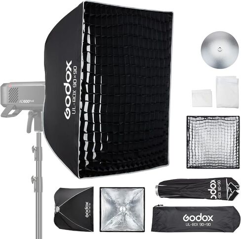 Godox Rectangular Softbox, 60cm*90cm/ 23.6in*35.4in with Grid Diffuser Fast-Setup Bowens Mount Softbox Compact Photography softbox for Photography Shooting Continuous Light Monolight Strobe Flash in Kuwait