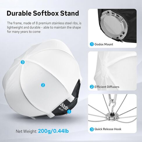 Godox ML-CS30 Soft Boxes, Collapsible Lantern Softbox for ML40Bi/R, ML100Bi/R, ML60IIBi, ML80Bi LED Lights, AD300ProII AD400ProII Flashes, 30x30cm /11.8x11.8in,Portable Small Godox Mount Softbox in Kuwait