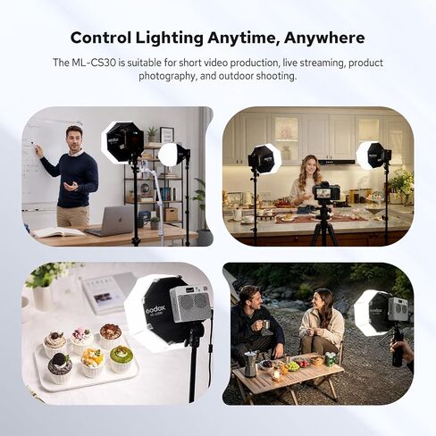 Godox ML-CS30 Soft Boxes, Collapsible Lantern Softbox for ML40Bi/R, ML100Bi/R, ML60IIBi, ML80Bi LED Lights, AD300ProII AD400ProII Flashes, 30x30cm /11.8x11.8in,Portable Small Godox Mount Softbox in Kuwait