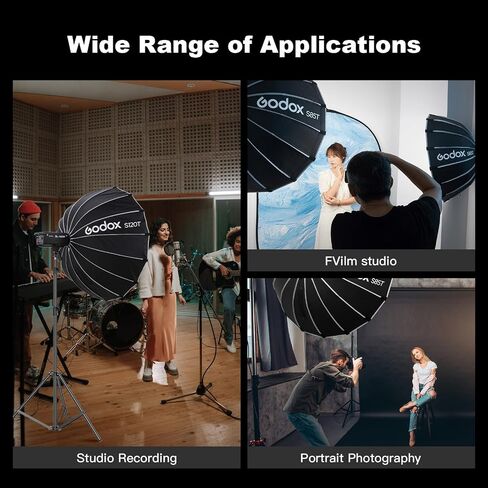 Godox Softbox 25.6"/65cm Godox S65T Silver Inner Bowens Mount Softbox with Diffuser & Carry Case Durable Compact Softbox for Godox/for NEEWER/for SMALLRIG/for Aputure Bowens Mount Light in Saudi Arabia