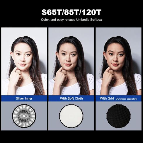 Godox Softbox 25.6"/65cm Godox S65T Silver Inner Bowens Mount Softbox with Diffuser & Carry Case Durable Compact Softbox for Godox/for NEEWER/for SMALLRIG/for Aputure Bowens Mount Light in Saudi Arabia