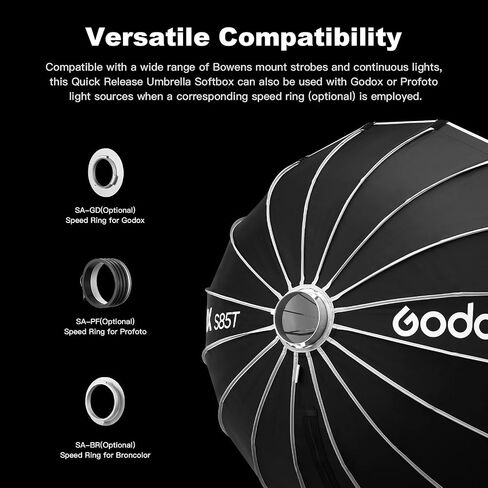 Godox Softbox 25.6"/65cm Godox S65T Silver Inner Bowens Mount Softbox with Diffuser & Carry Case Durable Compact Softbox for Godox/for NEEWER/for SMALLRIG/for Aputure Bowens Mount Light in Saudi Arabia