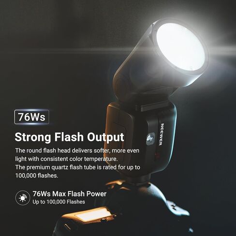 NEEWER Z2PRO-C 2.4G TTL Round Head Flash Speedlite Compatible with Canon, Wireless Compatible with Godox, Upgraded UI, 76Ws 1/8000s HSS, TTL/M TCM Switch, 7.2V/3000mAh Battery, 600 Full Power Flash in Saudi Arabia