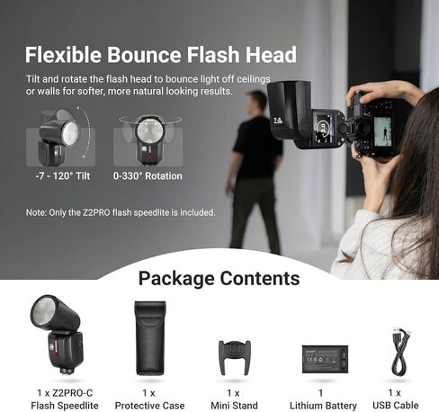 NEEWER Z2PRO-C 2.4G TTL Round Head Flash Speedlite Compatible with Canon, Wireless Compatible with Godox, Upgraded UI, 76Ws 1/8000s HSS, TTL/M TCM Switch, 7.2V/3000mAh Battery, 600 Full Power Flash in Saudi Arabia