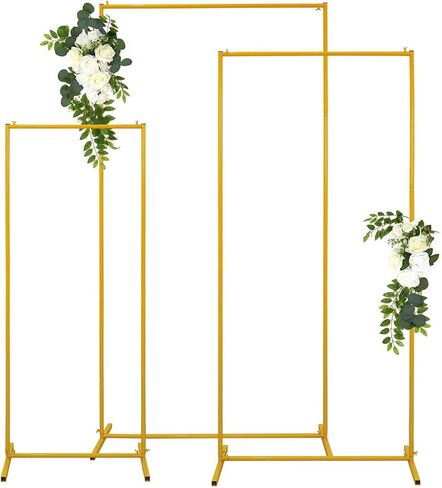 3PCS Square Wedding Arch Backdrop Stand 6.6/5.9/4.9FT Balloon Arch Stand | Metal Party Arch Backdrop Stand for Wedding Baby Shower Birthday Graduation Decor Indoor and Outdoor in Kuwait
