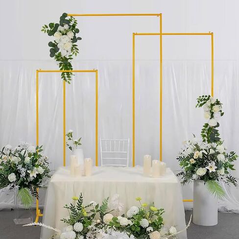 3PCS Square Wedding Arch Backdrop Stand 6.6/5.9/4.9FT Balloon Arch Stand | Metal Party Arch Backdrop Stand for Wedding Baby Shower Birthday Graduation Decor Indoor and Outdoor in Kuwait