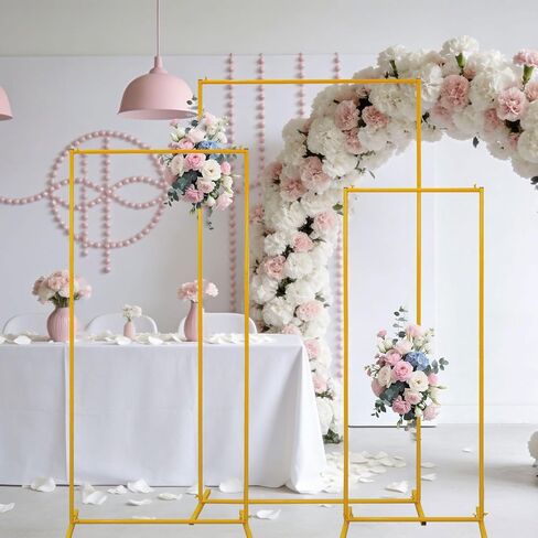 3PCS Square Wedding Arch Backdrop Stand 6.6/5.9/4.9FT Balloon Arch Stand | Metal Party Arch Backdrop Stand for Wedding Baby Shower Birthday Graduation Decor Indoor and Outdoor in Kuwait