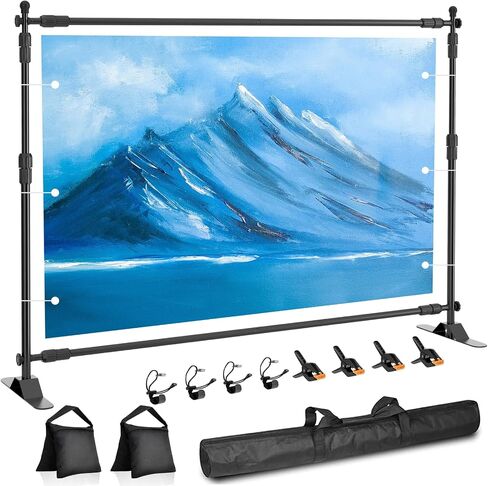 Backdrop Banner Stand 10x8ft, Heavy Duty Step and Repeat Stand | Sturdy with Sandbags, Space Saving with Flat Base, 8 Clamps, Portable Carrying Bag for Trade Show, Party, Wedding, Display in Kuwait
