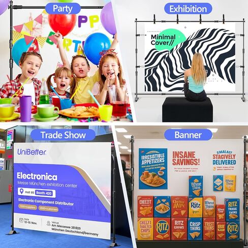 Backdrop Banner Stand 10x8ft, Heavy Duty Step and Repeat Stand | Sturdy with Sandbags, Space Saving with Flat Base, 8 Clamps, Portable Carrying Bag for Trade Show, Party, Wedding, Display in Kuwait