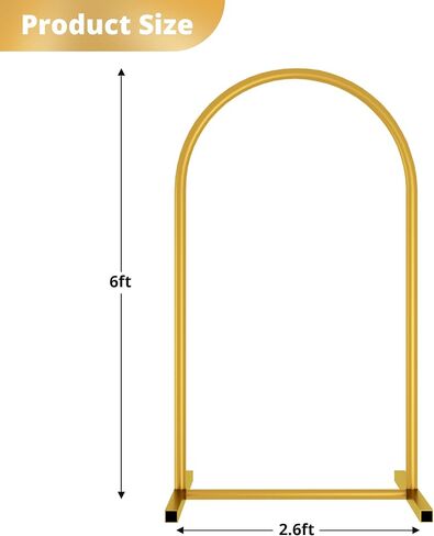 6 ft Gold Metal Balloon Arch Stand, Arch Backdrop Stand with Stable Base,Easy-to-Install Wedding, Birthday, Baby Shower & Garden Party Decoration in Kuwait