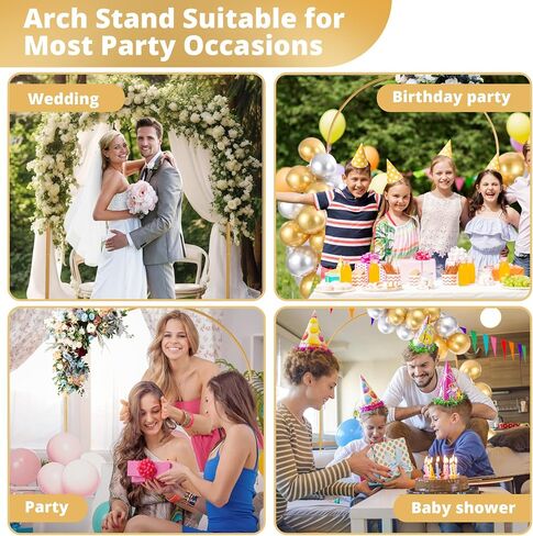 6 ft Gold Metal Balloon Arch Stand, Arch Backdrop Stand with Stable Base,Easy-to-Install Wedding, Birthday, Baby Shower & Garden Party Decoration in Kuwait