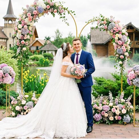 Metal Arch Backdrop Stand 6.6FT Gold Wedding Arch Backdrop Stand, Balloon Arch Frame for Wedding Birthday Party Baby Shower Graduation Ceremony Decor in Kuwait
