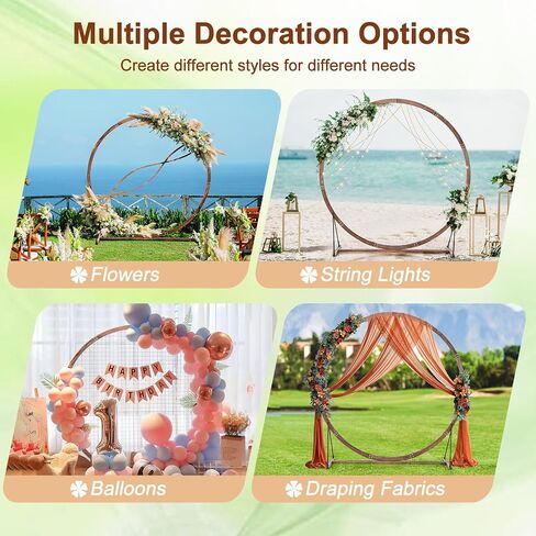 Giantex Wooden Wedding Arch for Ceremony, 7.4 FT Wood Round Arbor | Backdrop Arbor Stand, Rustic Boho Decoration, Garden Archway for Indoor Outdoor Birthday Proposal Party Lawn Beach in Kuwait