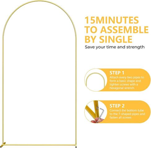 6FT Metal Arch Backdrop Stand, Gold Wedding Arch Backdrop Stand, Balloon Arch Frame for Wedding Birthday Party Baby Shower Graduation Ceremony Decor in Kuwait