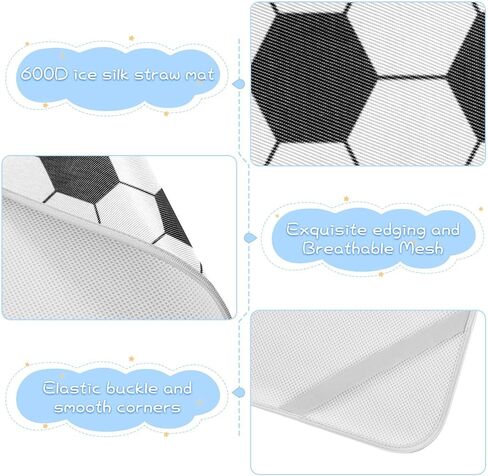 Black White Football Texture Cooling Baby Waterproof Mattress 28" x 52" Reusable Crib Padding for Kids, Adult in Kuwait