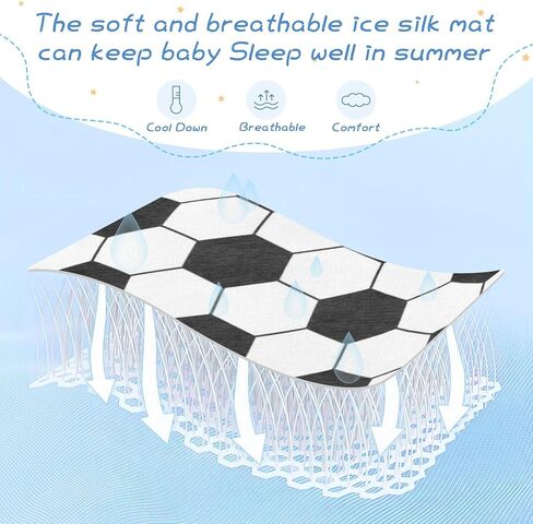 Black White Football Texture Cooling Baby Waterproof Mattress 28" x 52" Reusable Crib Padding for Kids, Adult in Kuwait