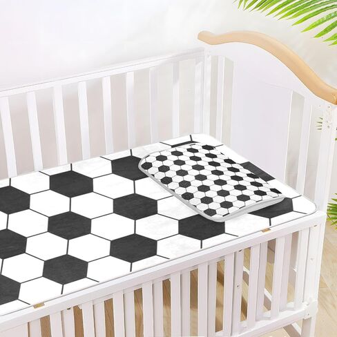 Black White Football Texture Cooling Baby Waterproof Mattress 28" x 52" Reusable Crib Padding for Kids, Adult in Kuwait