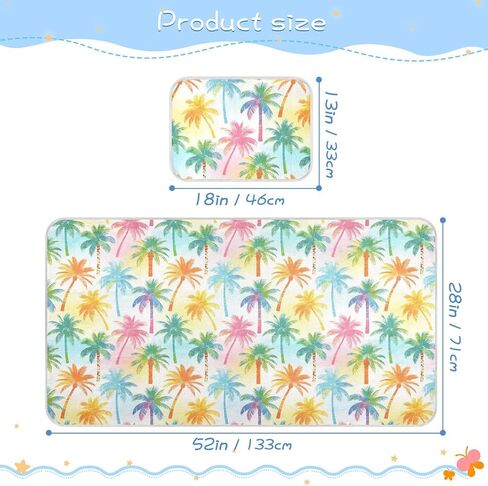 Summer Tropical Palm Tree Cooling Baby Mattress Cover 28" x 52" Breathable Pads Washable Waterproof for Baby&Toddler in Kuwait
