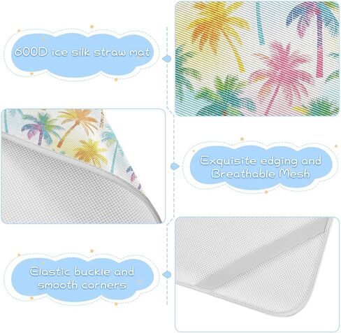 Summer Tropical Palm Tree Cooling Baby Mattress Cover 28" x 52" Breathable Pads Washable Waterproof for Baby&Toddler in Kuwait